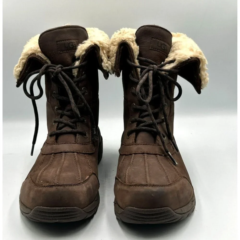 UGG Men's Brown Leather Adirondack lll Distressed Sheepskin Boots Size 10.5 3198 - Picture 9 of 16